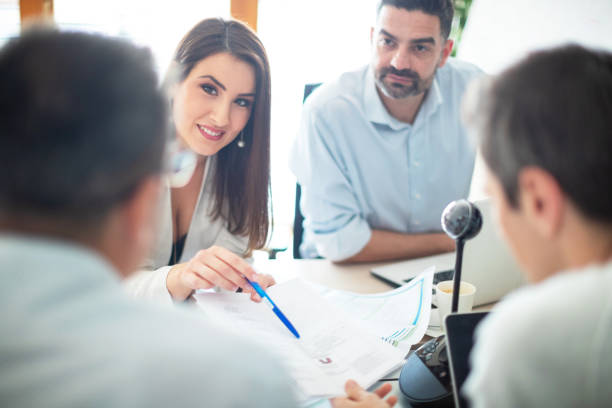 istock Female manager on a meeting 1128201402