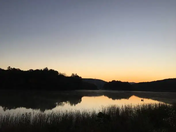 Scenery around lake before sunrise