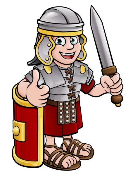 Vector illustration of Cartoon Roman Soldier Character