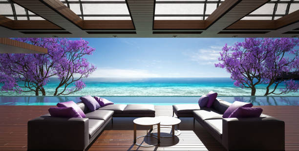istock Ocean villa, luxury house with pool and sea view 1128210753