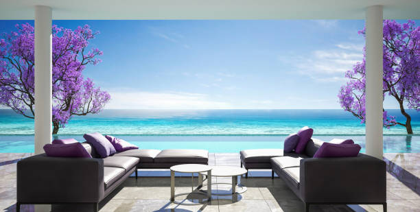 istock Ocean villa, luxury house with pool and sea view 1128210773