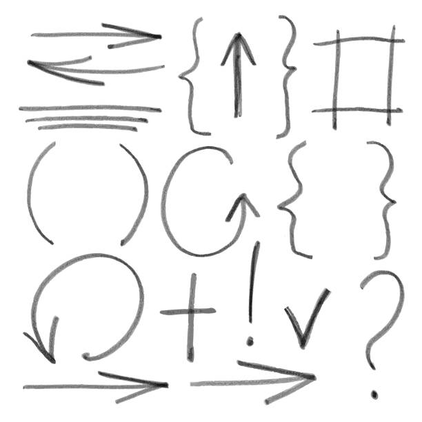 istock Hand drawn sketch signs, arrows, lines, shapes, handwritten 1128215784