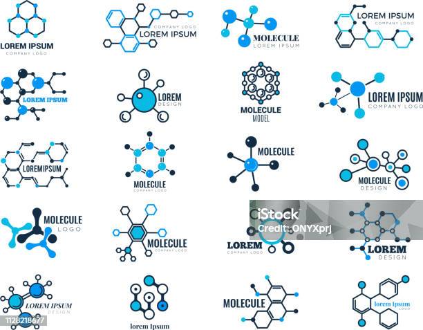 Molecular Logotypes Evolution Concept Formula Chemistry Genetic Technology Medical Information Node Cell Vector Illustrations Stock Illustration - Download Image Now