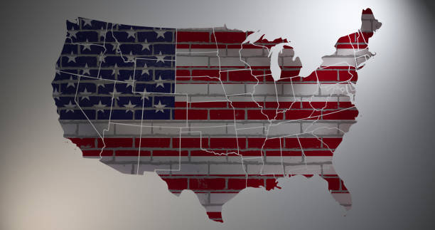 istock US flag with map silhouette. 3D illustration 1128222522