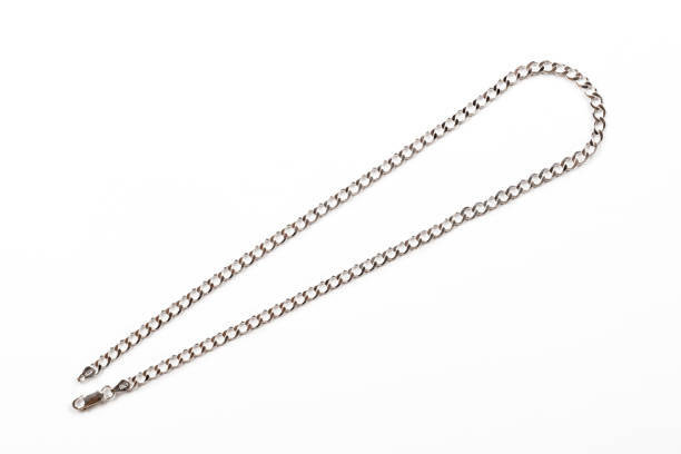 istock Silver jewelry chain necklace 1128227047