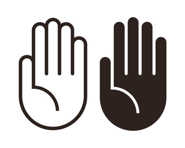 zestaw ikon dłoni - stop gesture stock illustrations