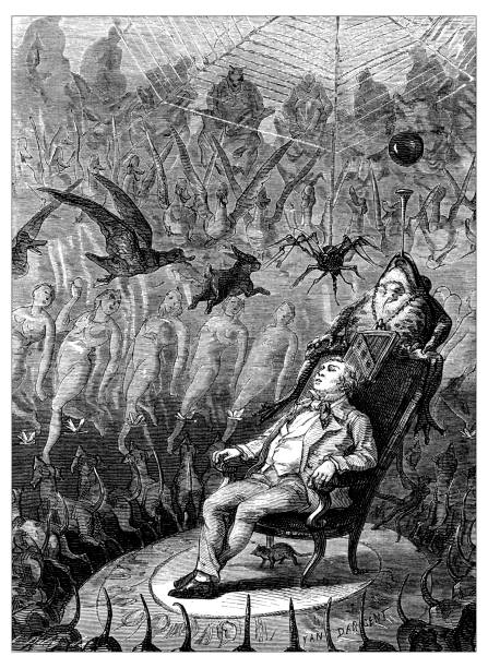 Antique illustration of scientific discoveries, anesthesia: Nightmares