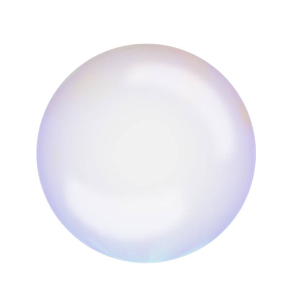 istock Rainbow transparent soap bubble isolated on white background. 3d abstract illustration 1128229803