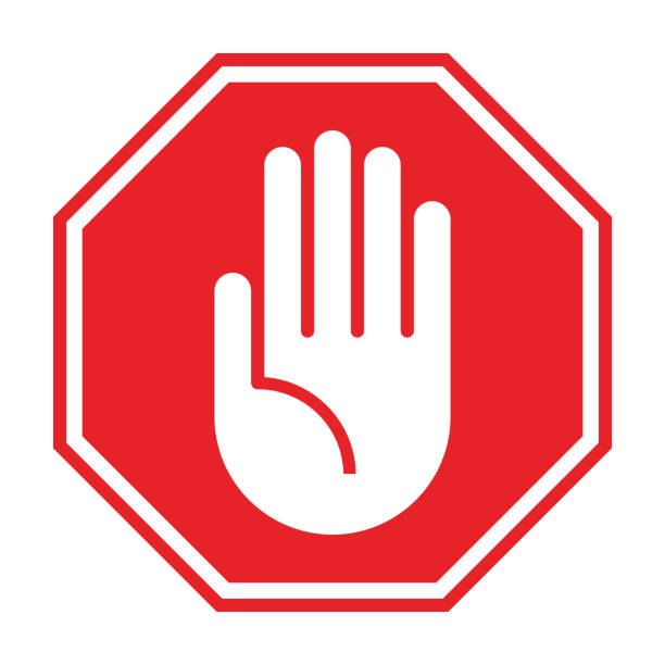 No entry sign No entry hand sign on white background stop stock illustrations