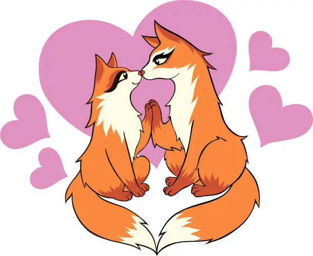 Vector illustration of Foxes