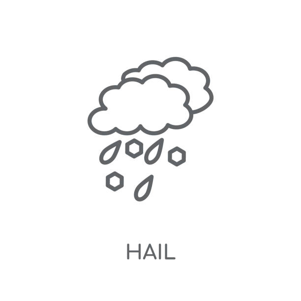 Hail linear icon. Modern outline Hail logo concept on white background from Winter collection Hail linear icon. Modern outline Hail logo concept on white background from Winter collection. Suitable for use on web apps, mobile apps and print media. car hailstorm stock illustrations