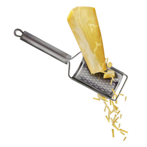 istock A piece of Parmesan cheese is rubbed on a hand grater. 3d realistic vector illustration isolated on white background 1128232359