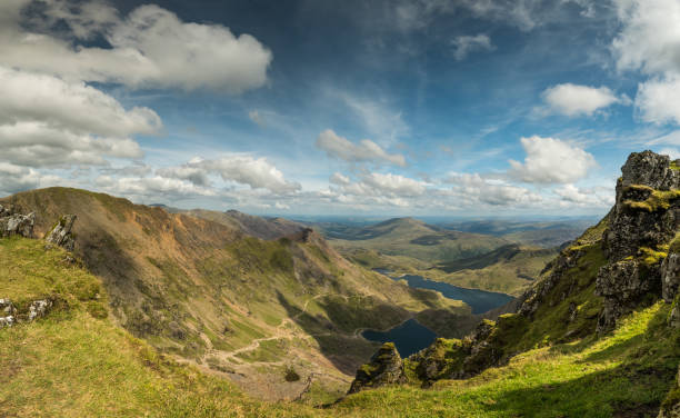 View of Snowdonia National Park, Gwynedd, Wales, UK View of Snowdonia National Park, Gwynedd, Wales, UK mount snowdon photos stock pictures, royalty-free photos & images
