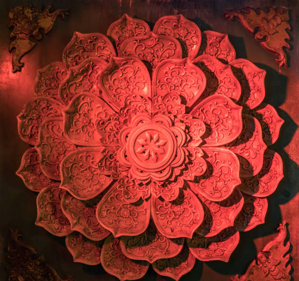 Lotus, metal engraving the background wall