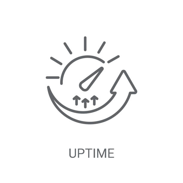 ilustrações, clipart, desenhos animados e ícones de ícone de tempo de atividade. moderno conceito de logotipo de uptime no fundo branco da web hospedagem de coleção - uptime