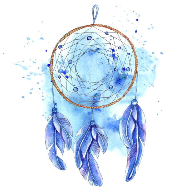 akwarela dreamcatcher izolowane na białym tle. - dreamcatcher symbol mystery catching stock illustrations