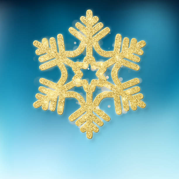 istock Christmas tree ornamental golden glittering decoration star on blue background. EPS 10 1128235292