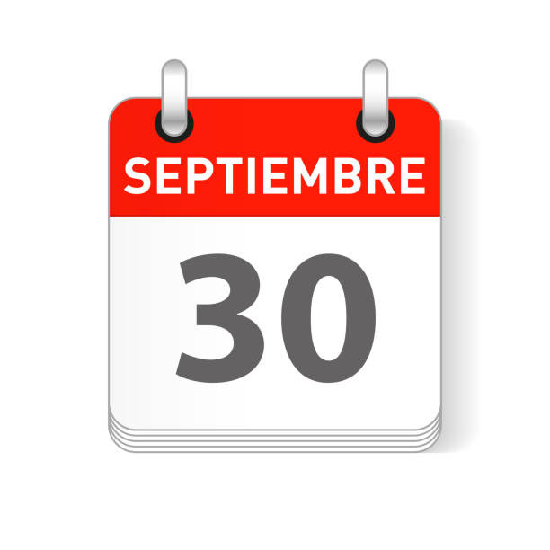 istock Septiembre 30, September 30 date visible on a page a day organizer calendar in spanish Language 1128238604