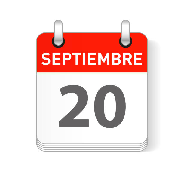 istock Septiembre 20, September 20 date visible on a page a day organizer calendar in spanish Language 1128238786