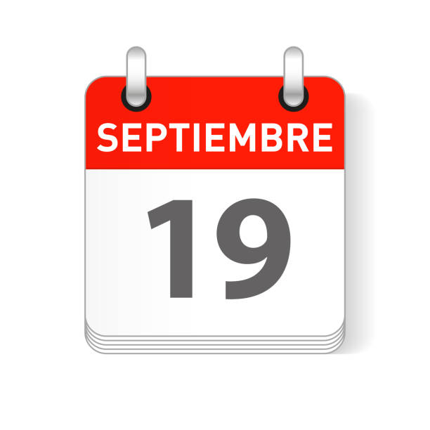 istock Septiembre 19, September 19 date visible on a page a day organizer calendar in spanish Language 1128238795