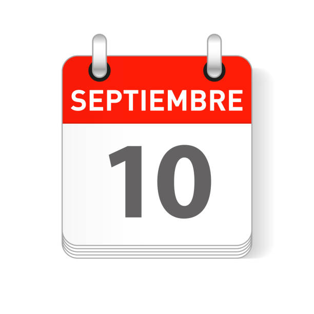 istock Septiembre 10, September 10 date visible on a page a day organizer calendar in spanish Language 1128238890