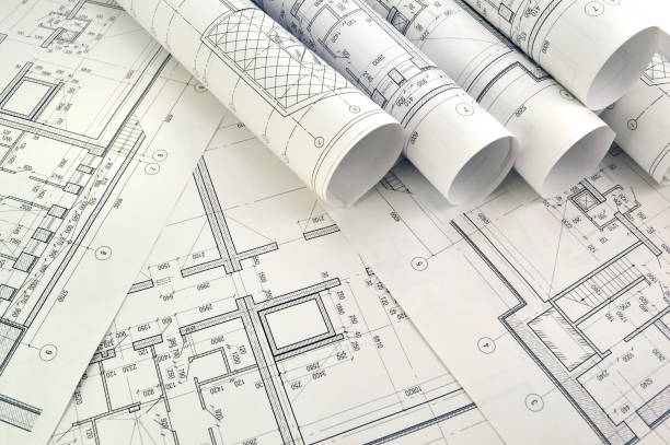 dibujos de proyecto - ingeniería fotografías e imágenes de stock