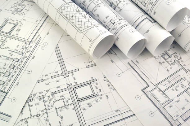 Project drawings Photo drawings for the project engineering work blueprint stock pictures, royalty-free photos & images