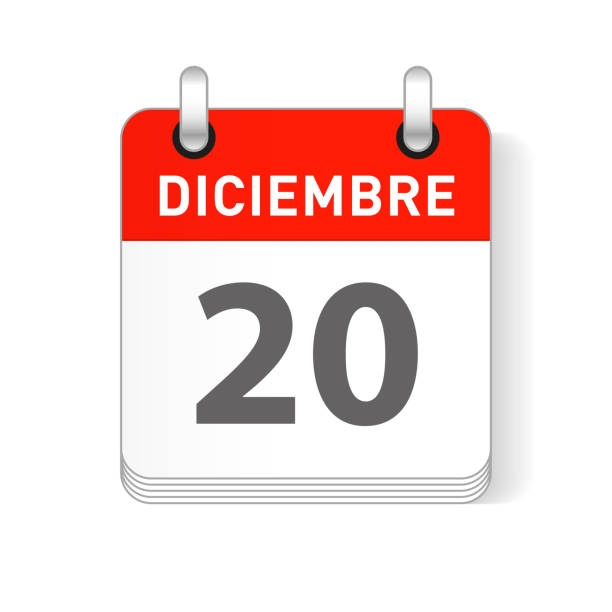 istock Diciembre 20, December 20 date visible on a page a day organizer calendar in spanish Language 1128241058