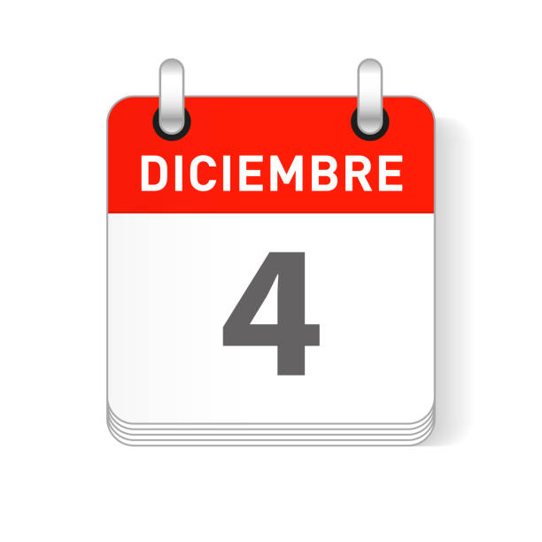 istock Diciembre 4, December 4 date visible on a page a day organizer calendar in spanish Language 1128241225