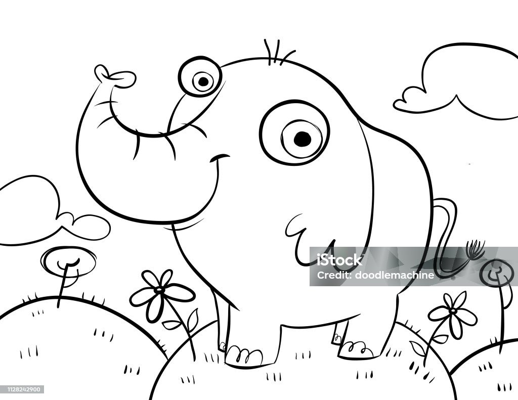 Elephant Colouring Page Have you ever wanted to colour your own elephant with crayons? This print-and-colour page is ready to go! Coloring stock vector