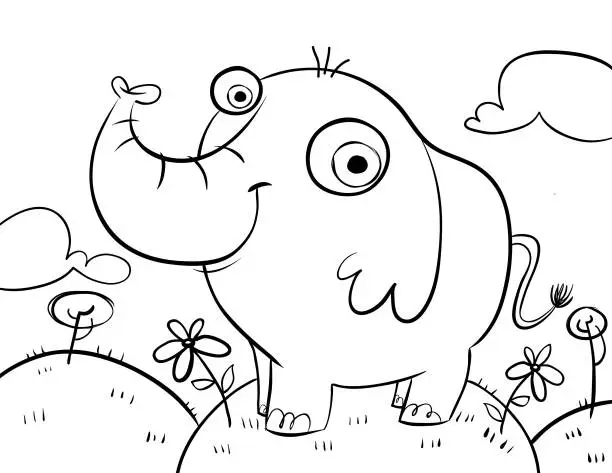 Vector illustration of Elephant Colouring Page