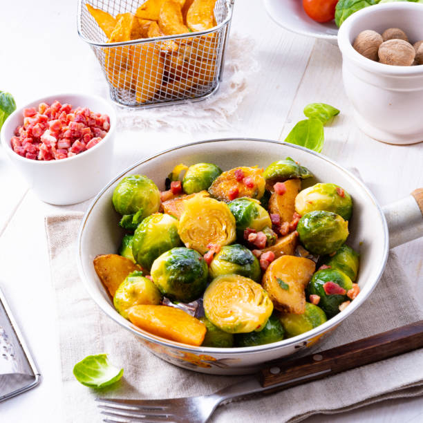istock Roasted Brussels sprouts with honey and sesame from the oven 1128244703