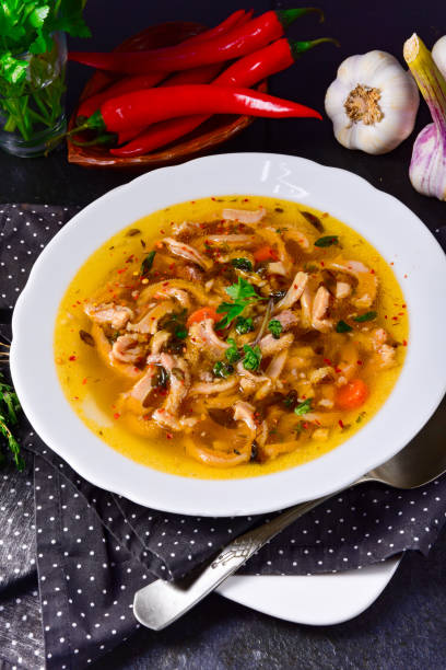 istock Traditional tripe soup in polish style with beef and vegetables 1128246001