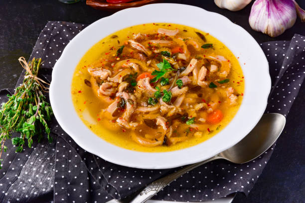 istock Traditional tripe soup in polish style with beef and vegetables 1128246085