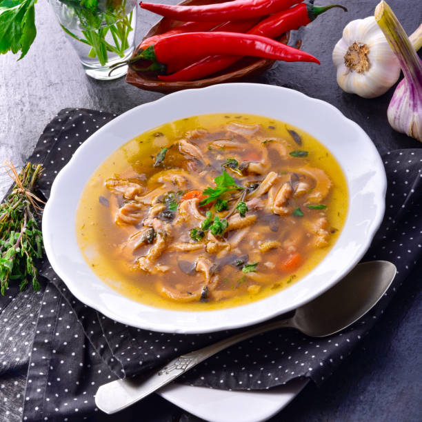 istock Traditional tripe soup in polish style with beef and vegetables 1128246105