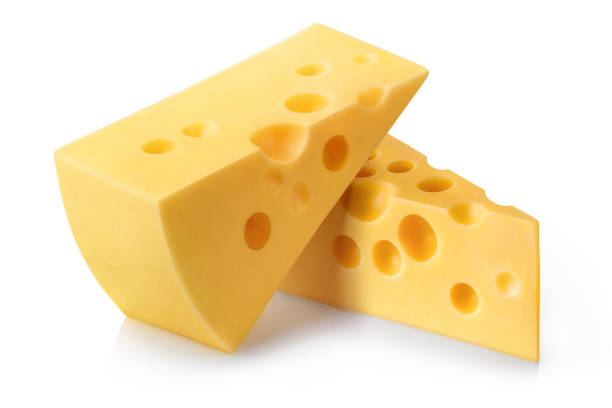 kawałki sera na białym - cheese portion emmental cheese yellow zdjęcia i obrazy z banku zdjęć