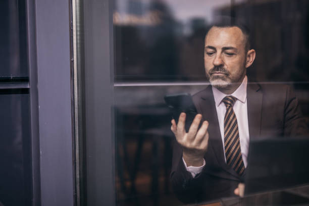 istock Businessman is having video call 1128249517