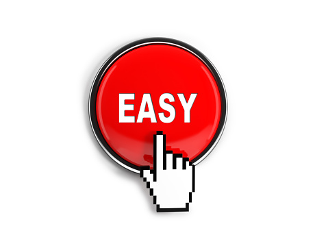 Red Button With Hand Cursor İsolated On White With Clipping Path