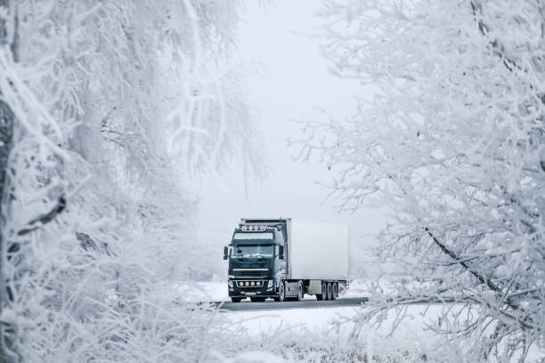 winter road transportation truck.
