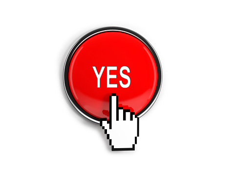 Red Button With Hand Cursor İsolated On White With Clipping Path