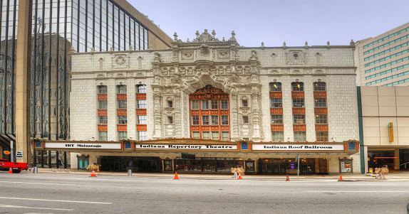 A Panorama of the Indiana Repertory Theater, Indianapolis. The building opened in 1927, and has been occupied by the Indiana Repertory Theatre since 1980