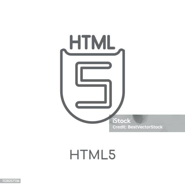 Coding Html Latar Putih Ikon Linear Html5 Konsep Logo Html5 Garis Besar Modern Pada Latar ...