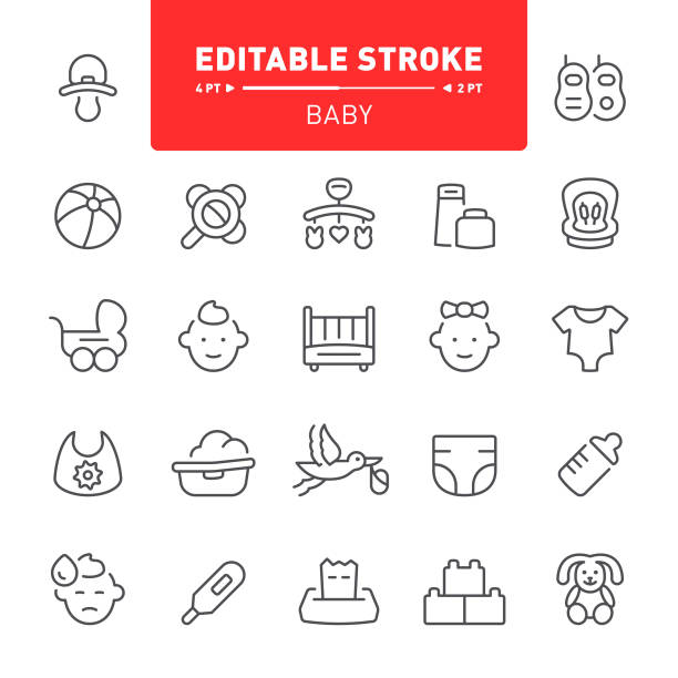 ilustrações de stock, clip art, desenhos animados e ícones de baby icons - mobile work