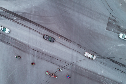 Aerial view on intersection