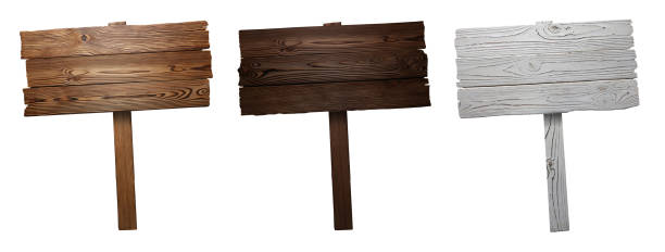 Wooden signs on white