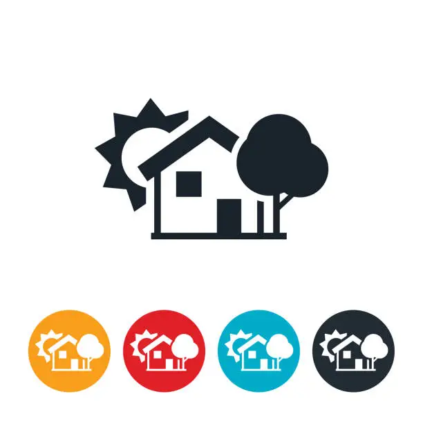 Vector illustration of House With Shade Tree Icon