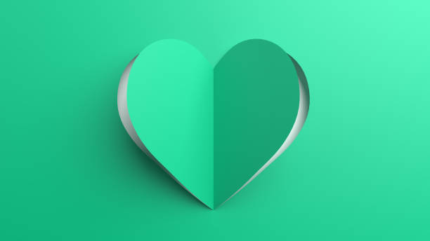 istock Turquoise Cutted Paper Abstract Heart Shape 1128271037