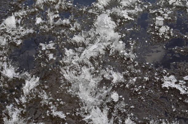 istock Ice crystals on the surface of a frozen lake. 1128272018