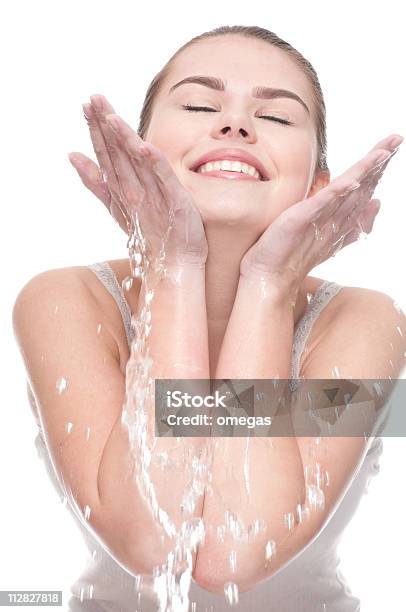 Closeup Of Beautiful Woman Washing Her Face Stock Photo - Download Image Now - Adult, Adults Only, Beautiful People