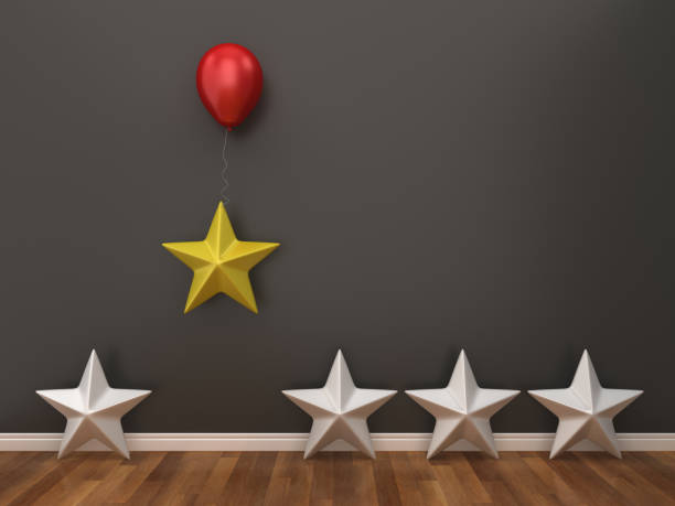 istock Stars with Balloon in Room - 3D Rendering 1128280489